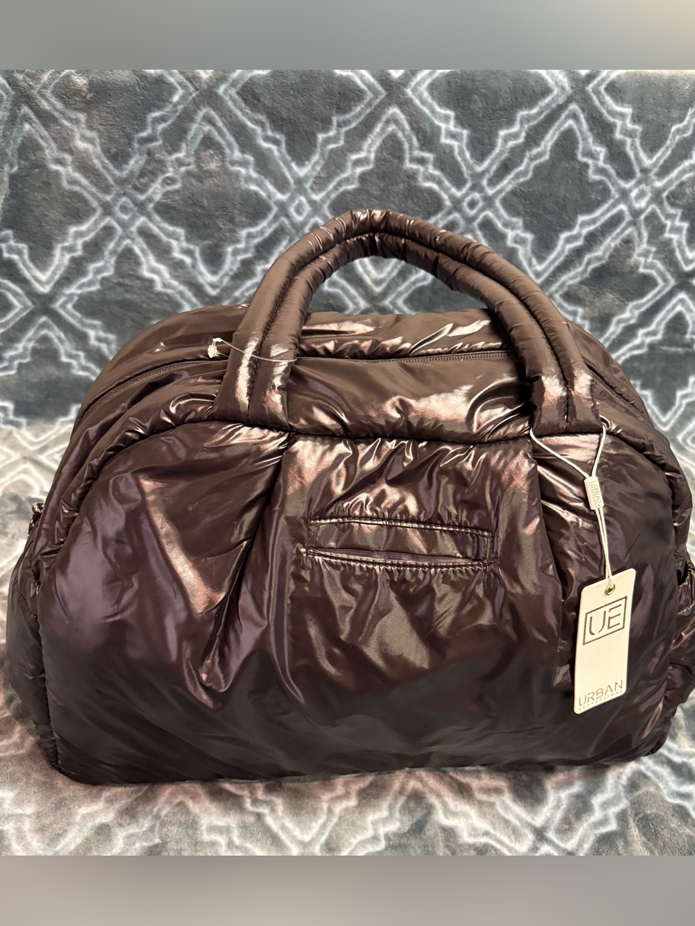 Urban Expressions Solid Black Nylon Puffer Duffel Carryon Bag